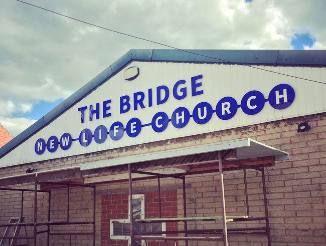 Newly installed signage for The Bridge – New Life Church